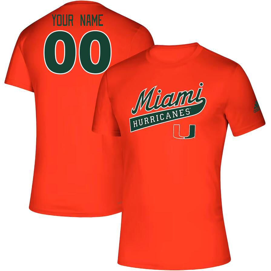 Custom Miami Hurricanes Name And Number College Tshirt-Orange